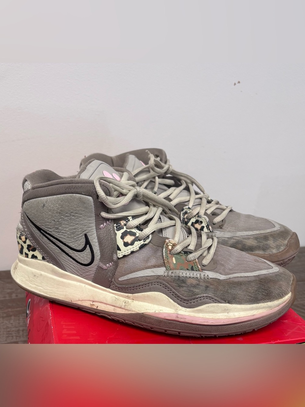 Nike Kyrie Infinity Leopard Camo Mesh & Suede sneaker in Tan